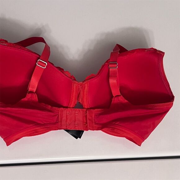 Natori Women's T-Shirt Bra 32DD Red Full Coverage Lace Detailing - Picture 5 of 5